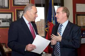 Senator Chuck Schumer pictured with Ciaran Staunton of the Irish Lobby for Immigration Reform in DC on Tuesday
