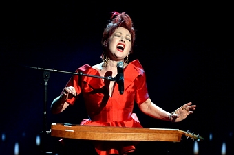 NEW YORK, NY - JUNE 09: Cyndi Lauper, winner of the Tony Award for Best Original Score for 'Kinky Boots,' performs onstage at The 67th Annual Tony Awards at Radio City Music Hall on June 9, 2013 in New York City. (Photo by Kevin Mazur/Getty Images for Tony Awards Productions) By: Kevin Mazur People: Cyndi Lauper