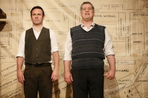 L-R: Michael Condron and Dan Gordon in THE BOAT FACTORY, part of Brits Off Broadway at 59E59 Theaters. Photo by Carol Rosegg  