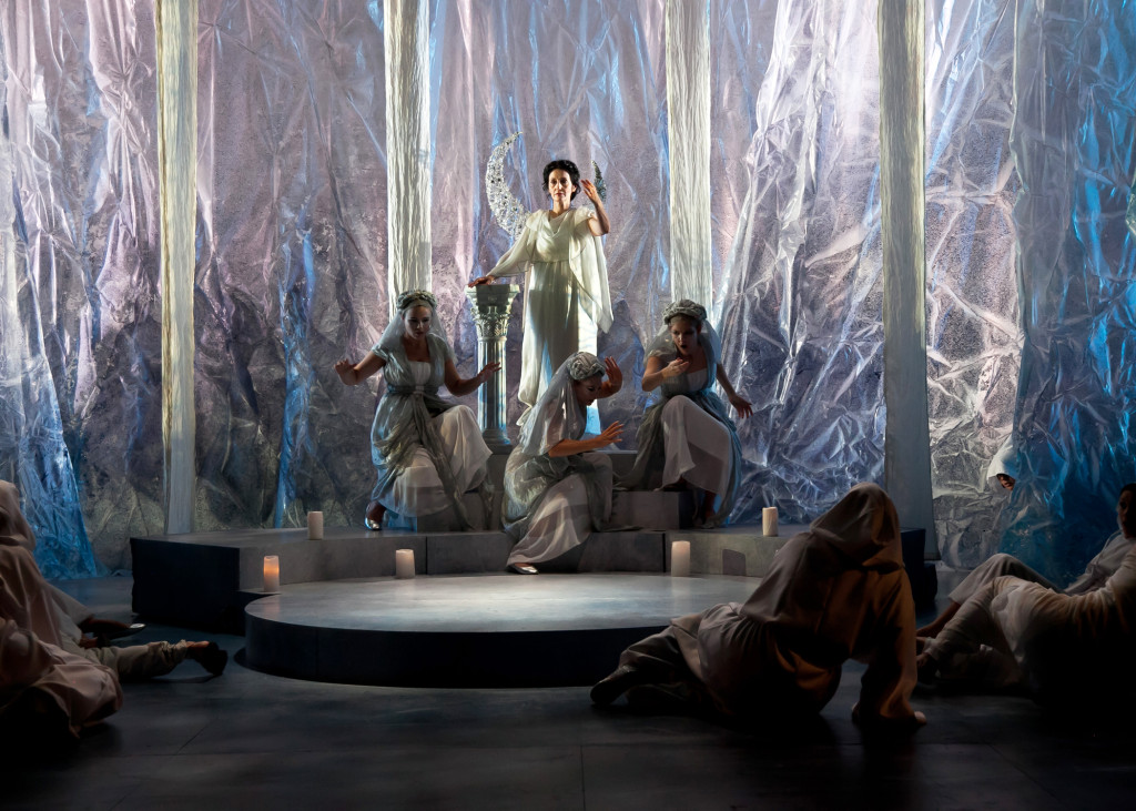 The goddess Diana (Jacqueline Antaramian) appears before her devoted votaresses and pilgrims. Photo: ©Jerry Dalia