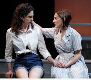 Morag (Aedin Moloney, right) comforts Fiona (Barrie Kreinik). ©Carol Rosegg