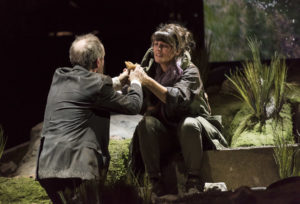 Iarla Ó Lionáird and Katherine Manley perform in Donnacha Dennehy's The Hunger, a collaboration with Alarm Will Sound. (Photo courtesy of Jack Vartoogian/BAM)