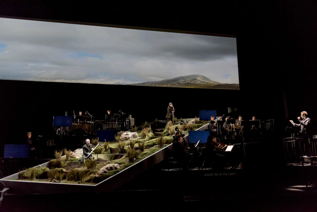 The stage and full ensemble of "The Hunger." (Photo courtesy of Jack Vartoogian/BAM)