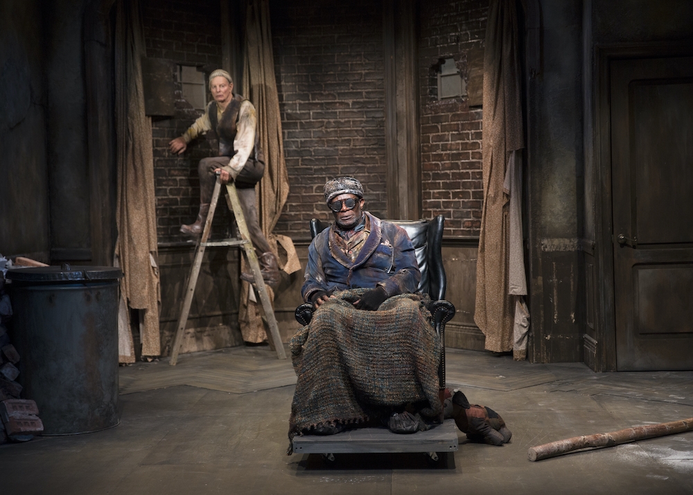 Hamm (Bill Irwin)  and Clov (John Douglas Thompson) in the 2023 Irish Rep production of ENDGAME - Photo by Carol Rosegg  