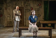 Review: The Shylock and the Shakespeareans Jacob (Jeremy Kareken) tries to reason with Jessica (Yael Haskal). @Richard Termine